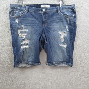 Torrid Womens Shorts Plus Size 26 Blue Denim Jean Boyfriend Fit Distressed 12"